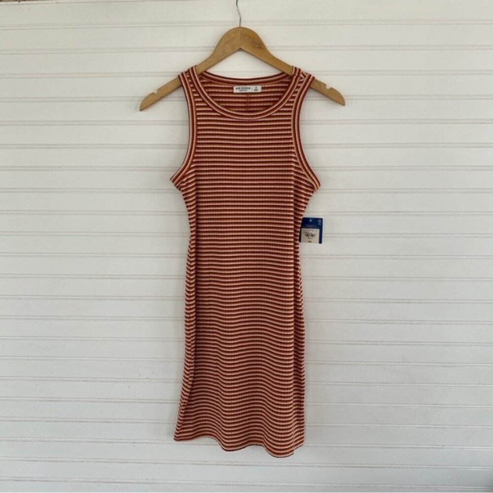 Arizona Jean Co‎ Striped Ribbed Mini Dress Size Small Orange Red White NWT